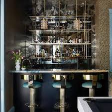 Glass And Brass Bar Shelves Design Ideas