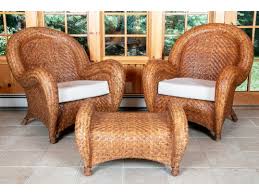 Woven Wicker Rattan Arm Chairs