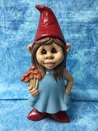 Girl Gnome With Mushrooms Handcrafted