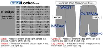 Footjoy Performance Golf Shorts Size Chart