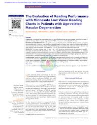 Pdf The Evaluation Of Reading Performance With Minnesota