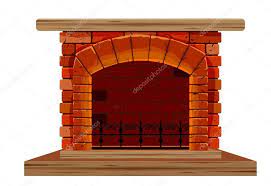 Old Brick Fireplace On A White
