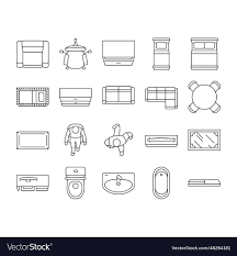 floor plan interior furniture icons set