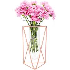 flower vase with metal frame rose gold