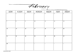 Blank, editable and easy to print. February 2021 Calendar Fee Customizable Printable