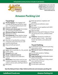 Free Packing List For Amazon Rainforest Trip Downloadable Latin