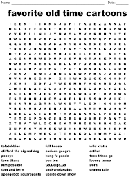 favorite old time cartoons word search
