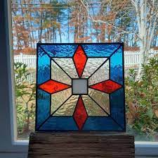 Square Star Stained Glass Panel Glass