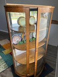 wood curved glass mirror display case
