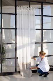 Linen Window Curtains With Tassel Trim