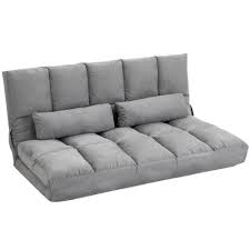 grey suede double floor sofa bed