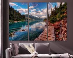 Mountain Lake Wall Art Landscape Canvas