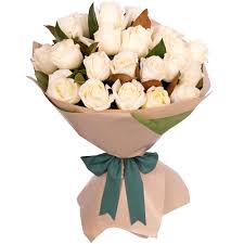 send 24 pcs white roses in bouquet to