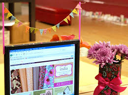 office with birthday banners