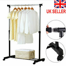 The long gown will have. Garment Rack Single Adjustable Portable Clothes Hanging Storage Rail Stand Black Ebay