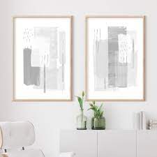 Large Minimal Art Grey White Wall Art