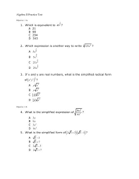 Algebra Ii Practice Test Pdf