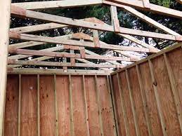 You can build your own shed trusses because small sheds usually don't require permits and therefore the trusses don't need to be engineered. Building A Shed From Scratch Installing Siding And Building A Roof