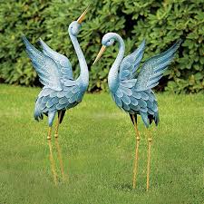 japanese blue herons garden sculpture