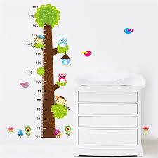Us 5 31 24 Off Cartoon Diy Owl Monkey Butterfly Flower Tree Growth Height Chart Wall Stickers Home Decor For Kids Removable Art Wall Decal In Wall