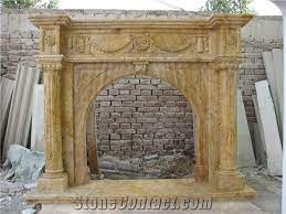 Hand Carved Travertine Fireplace