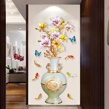 creative flower vase wall sticker with