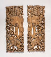 Thai Wood Elephant Teak Wall Art 2