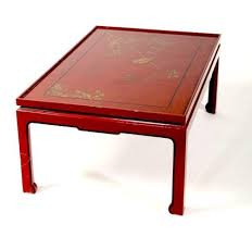 Square Red Lacquered Coffee Table For