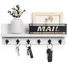 Wall Mail Organizer With Key Hooks