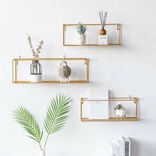 Cube Wall Floating Gold Shelves Storage