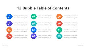 12 bubble table of contents infographic