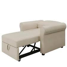 Harper Bright Designs 2 In 1 Beige Linen Sofa Bed Chair Convertible Sleeper Chair Bed