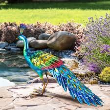 Peacock Statue Garden Decor Metal