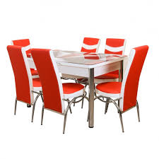 dining set with print 6 chairs and