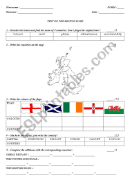 THE BRITISH ISLES - an A1 test - ESL worksheet by odd-line