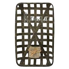 Home Metal Wood Basket Wall Decor 12x20