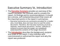 Executive Summary Vs Introduction Pdf Executive Summary Vs