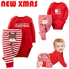 Newborn Baby Girls Boy Christmas Clothes Set Long Sleeve Top Romper Bodysuit Pants Outfit Kids Clothes