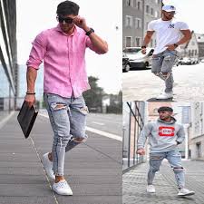 2020 Mens Light Blue Jeans Fashion Street Holes Ripped Distressed Pencil Pants Slim Fit Male Hommes Pantalones From Womentights 21 90 Dhgate Com