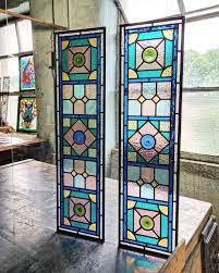 Geometric Victorian Stained Glass Door