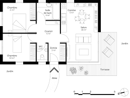 plan maison plain pied 60 m² ooreka