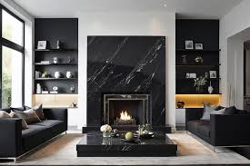 Sleek Black Marble Fireplace Surround