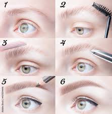 close up of step by step makeup brow