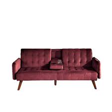 burgundy velvet 2 seats twin sofa beds