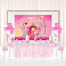 Princess Palace Cart Pink Happy Birthday Party Photo Background