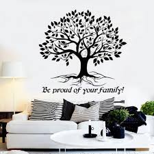 Vinyl Large Tree Quote Wall Decals Be Proud Of Your Family Tree Of Life Stickers For Livingroom Wall Decor Wallpapers Hot Lc1009