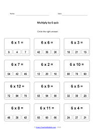6 times table worksheets pdf