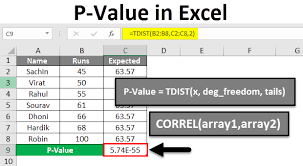 p value in excel how to calculate p