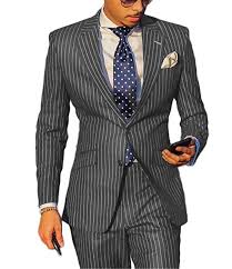 Setwell Slim Fit Suits Men Stripe Peaked Lapel Tuxedo