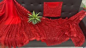 Buy Red Sequence Saree Sequins Sari Usa Uk Party Wear Glitter Online in  India - Etsy